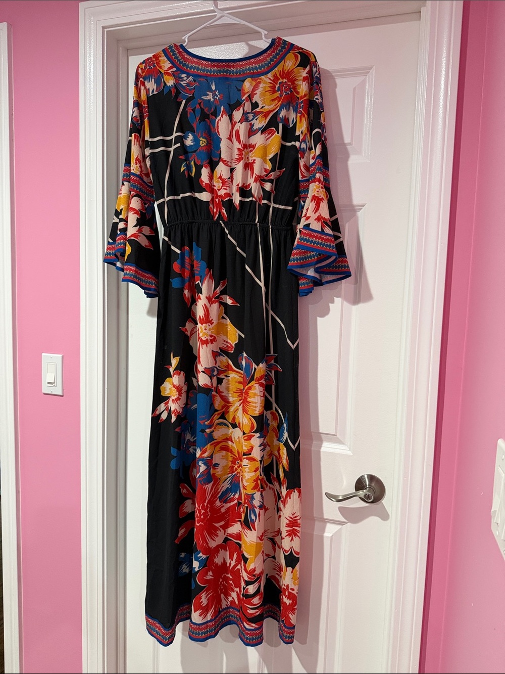 Flying Tomato Black Maxi Dress with Red, Yellow and Blue Floral Print - Picture 3 of 4